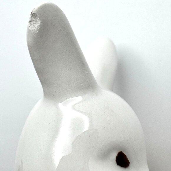 Russ 1980s Vtg Easter Bunny Ceramic Figurines With Yellow Bow Set Of 2 - Picture 7 of 7